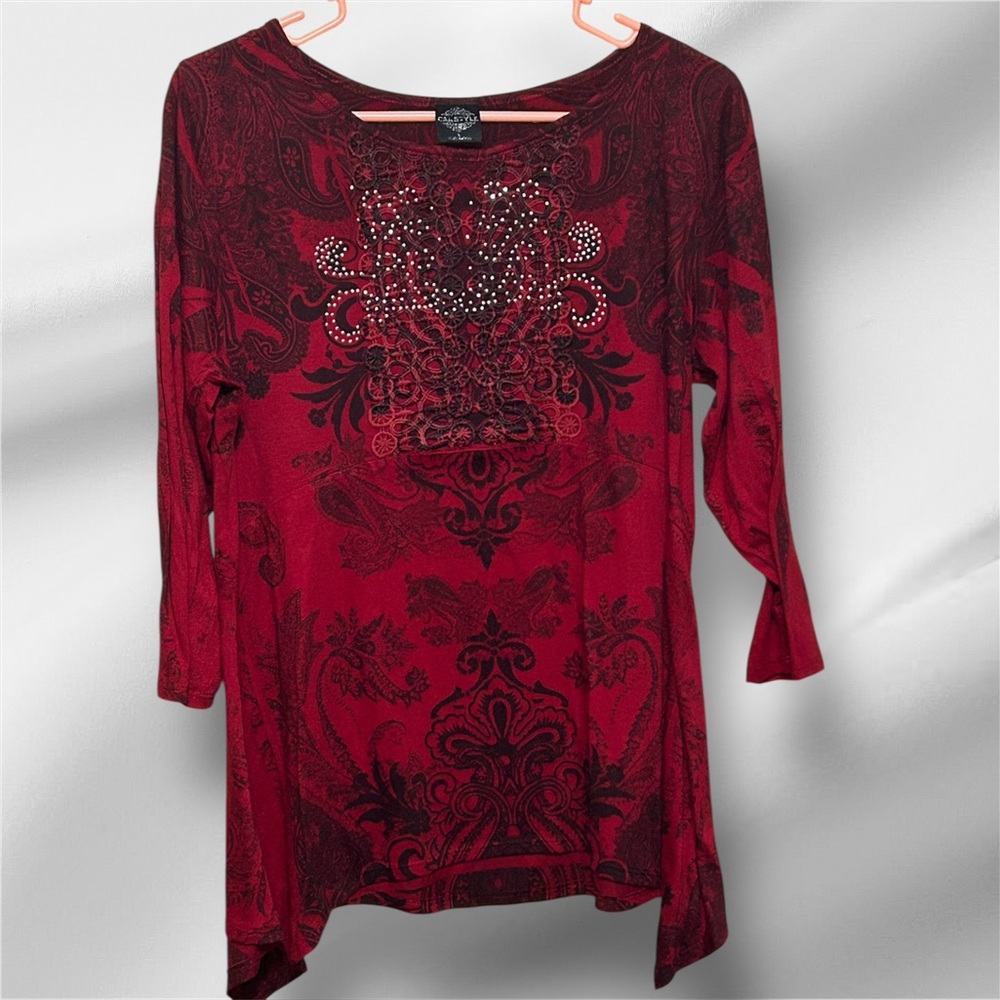 Calstyle Red Paisley Women's Top EUC 
Size L
Final Price
